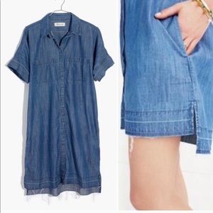 Madewell drop hem denim Shirtdress